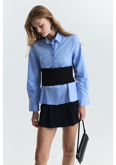 Antioch Peplum Poplin Gömlek Mavi