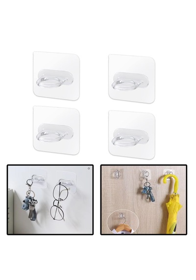 Yapışkanlı Yüzük Stil Banyo ,mutfak Eşya Askılığı-al4759 4 Adet Şeffaf