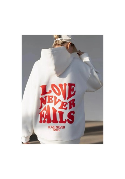 Tarzsokak Unisex Love Never Fails Sweatshirt Beyaz