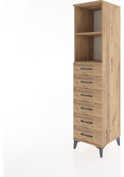 Hyperion Dolap 2 Raflı 6 Çekmeceli 44x44x182 Çam-çam Çam