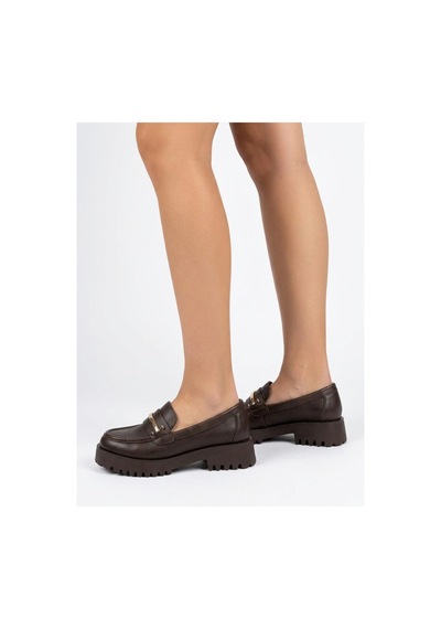 Punto Ac572516 Loafer Tokalı Kadın Ayakkabı Kahverengi