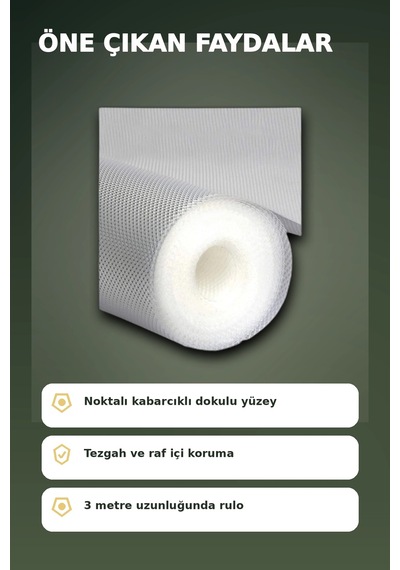 3 Metre Kalın Dokulu Şeffaf Raf Örtüsü Ve Tezgah Üstü Koruyucu Çok Amaçlı Mat Renkli