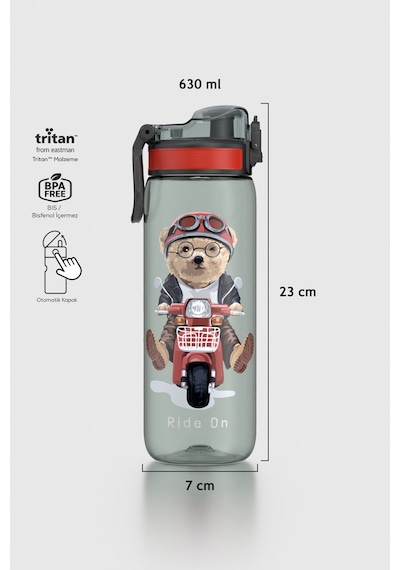 Renga Rybo-x Desenli 630 Ml Tritan Çocuk Matara 912163 Siyah Siyah
