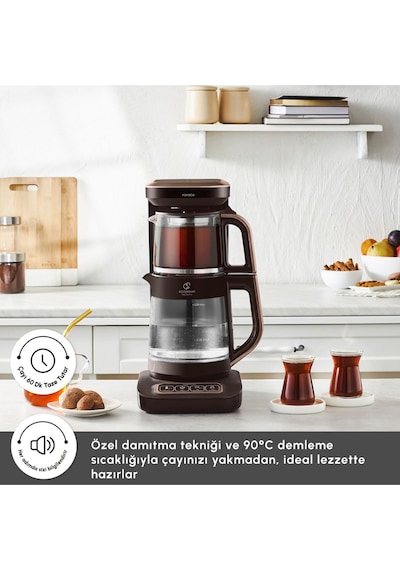 Karaca Çaysever Robotea Pro Connect 4 In 1 Konuşan Otomatik Cam Çay ve Filtre Kahve Demleme Makinesi