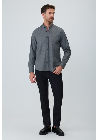 Morven Erkek Siyah Trend Desenli Dynamic Fit Gömlek 26ks004004001 Siyah