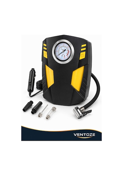 Profesyonel Oto Hava Kompresörü - 12v Lastik Şişirme Pompası Analog Göstergeli Led Fenerli