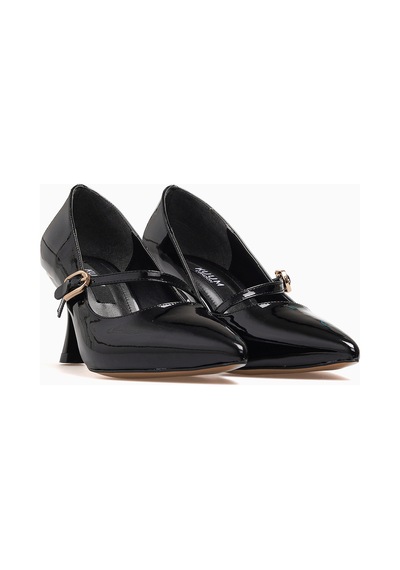 Kuum Kadın Stiletto Ayakkabı 26y K145-26204 Siyah Rugan