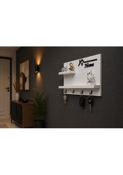 Dekoratif Duvar Anahtarlık Askısı Ve Raf 4 Kancalı Ahşap Anahtar Askılığı Modern Home Yazılı Organizer Ev Ve Ofis Düzenleyici Anahtarlık Rafı Standart