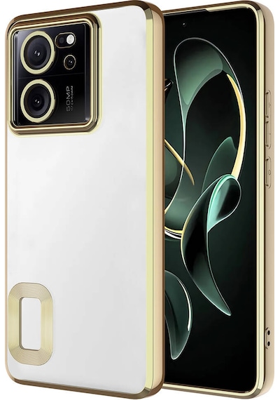 Noktaks - Xiaomi Mi 13t Pro Uyumlu - Kılıf Kamera Korumalı Logo Gösteren Omega Kapak - Gold