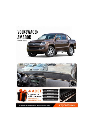 Volkswagen Amarok 2009-2016 Uyumlu Torpido Örtüsü, Torpido Kılıfı - Siyah-bej - Vw001