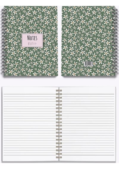 Starflower-midi 14x20 Çizgili Defter Yeşil