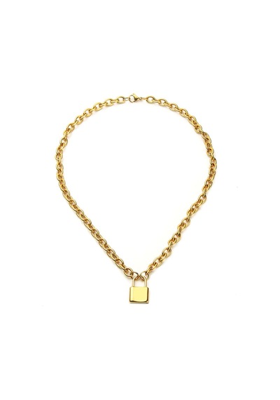 Chavin 50 Cm. Aşkın Kilidi Gold Çelik Bayan Zincir Kolye Ec81Sr Altın