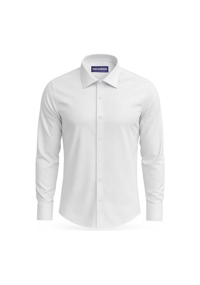 Plus Scorpion Erkek Beyaz Klasik Gömlek Slim Fit, Düz Model, Şık Ofis & Günlük Kombin Beyaz