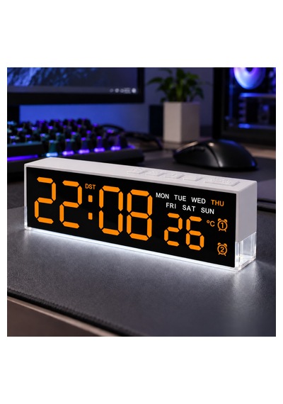 Akıllı Led Dijital Masa Saati Turuncu Renk