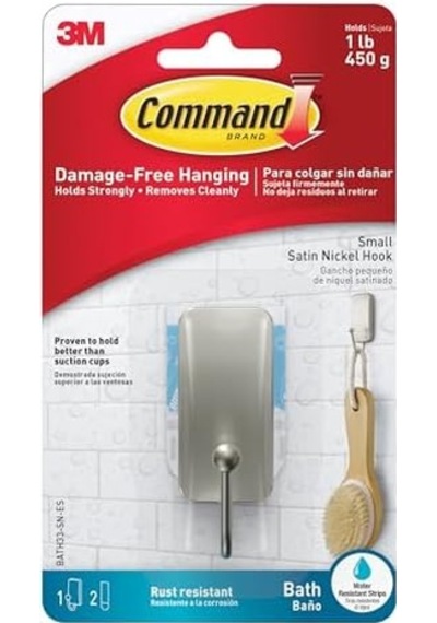 Command Bath33-sn-es Banyo Kancaları, 1 Paket, Saten Nikel 100