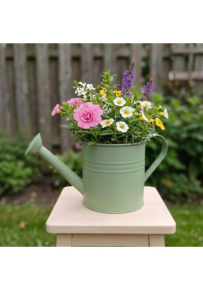 Laura 5 Litre Metal Çiçek Bahçe Sulama Kabı - Modern Dekoratif Çok Amaçlı Sulak Mint Yeşili