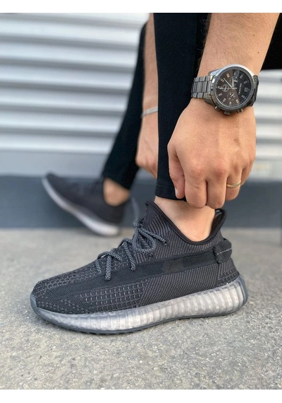 Mevese Morven Erkek , Kadın Triko Sneaker Ayakkabı Günlük Bağcıklı Hafif Spor Modeli - Siyah