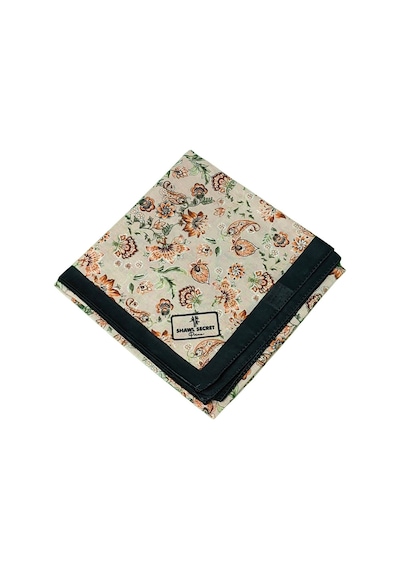 Mim Eşarp Prime Pamuk Çiçek Desenli Eşarp 90x90 Cm Siyah - Vizon