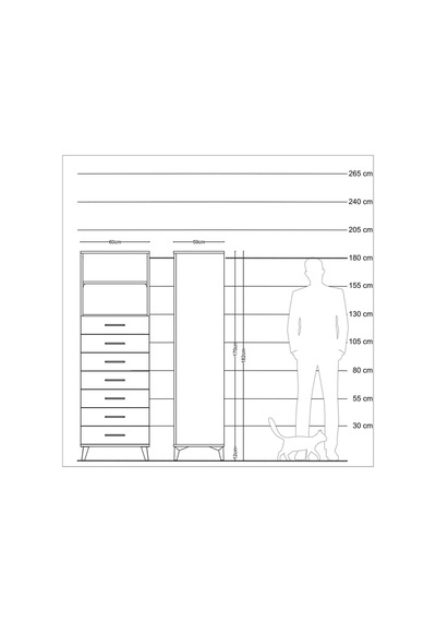 Kronos Dolap 2 Raflı 7 Çekmeceli 60x59x182 Antrasit-çam Antrasit Kronos Dolap 2 Raflı 7 Çekmeceli 60x59x182 Antrasit-çam Antrasit
