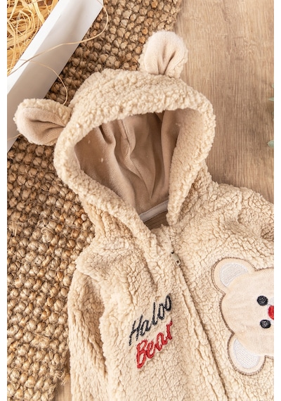 Babymod Ayıcık Figürlü Kapüşonlu Kışlık Welsoft Bebek Tulum 001