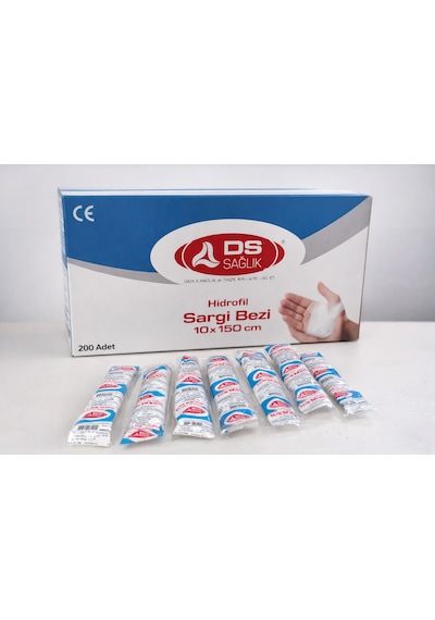 Ds Sağlık Hidrofil Sargı Bezi 10x150 Cm 200 Adet Hastane Tipi Yüksek Emici Medikal Bandaj