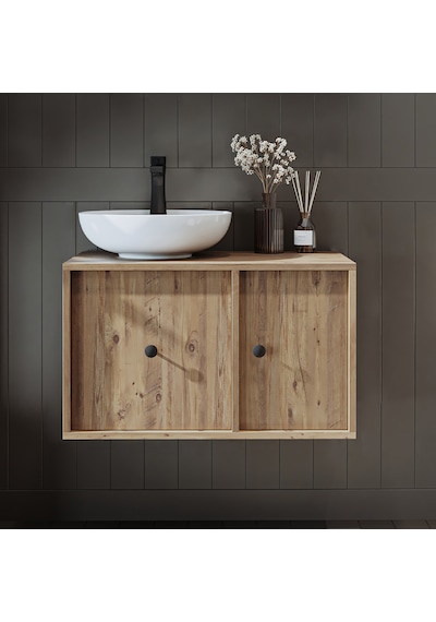 Gusto Ayaksız Oval Lavabolu Mdf 75 Cm Çekmeceli Banyo Dolabı Atl Atlantik Çam
