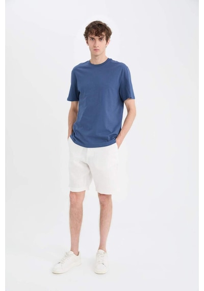 Defacto %100 Keten Regular Fit Yazlık Bermuda Şort D9931ax25smwt33 Beyaz