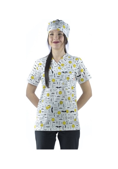 Zarf Yaka Desenli Üst - 4106 Emoji-6405