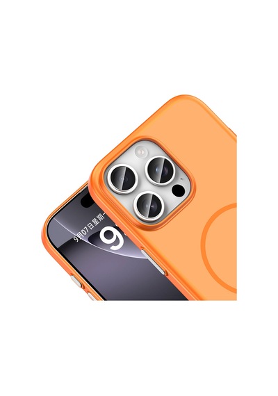 İphone 16 Pro Max Kılıf M-safe Şarj Özellikli Zore Lora Pc Kapak - Turuncu