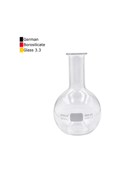 Borox Cam Balon 500 Ml - Dibi Düz - Şilifsiz Deney Balonu