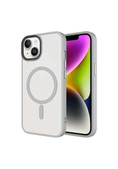 Apple Uyumlu iPhone 14 Plus Kılıf Mat Arka Yüzey Wireless Şarj Özellikli Mkst Flet M-safe Kapak - Gri Gri