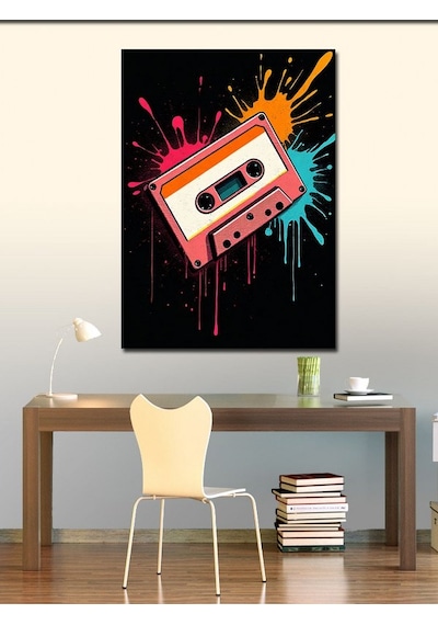 Kanvas Tablo Renkli Kaset Grafiti 70cmx100cm