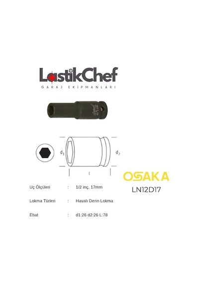 Osaka 17 Mm 1/2" Derin Lokma