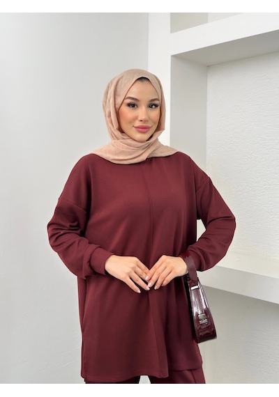 Mihran Butik Premium Model Modal Kumaş Kadın Alt Üst Takım Bordo