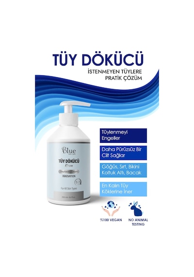 Blue Skin Care Tüy Dökücü Ve Tüy Azaltıcı Tüy Alma Krem Tüm Cilt Tipleri Için Lazer Epilasyon Etkili