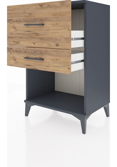 Hyperion Komodin 2 Çekmeceli 60x44x96 Antrasit-çam Antrasit