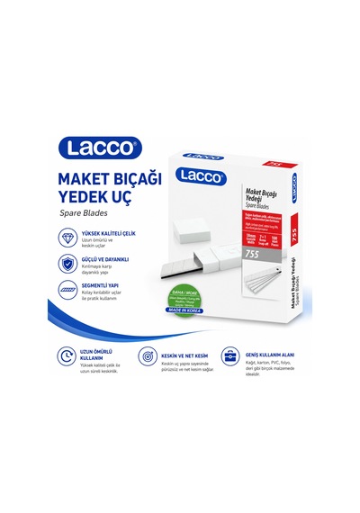 Lacco 755 Maket Bıçağı Yedek Uç 18 Mm Keskin Çelik Segmentli Profesyonel Yedek Bıçak 1 Adet