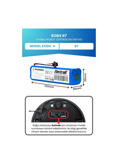 Robx R7 Batarya 5.200mah Pil Robot Süpürge Batarya
