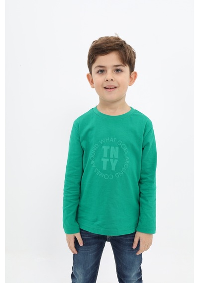 Toontoy Kids Toontoy Erkek Çocuk Baskılı Tişört Koyu Yeşil