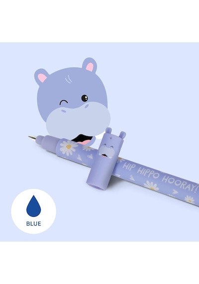 Silinebilir Jel Kalem - Hippo, Termosensitif Mürekkep, 0,7 Mm Uç Çapı, 15 Cm Uzunluk Mavi Mürek