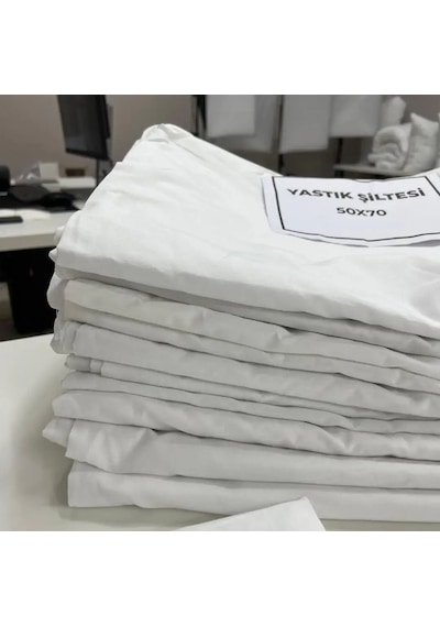 Mandaş 50 Adet Yastık Astarı Kılıfı Pamuklu Beyaz Fermuarlı 50x7