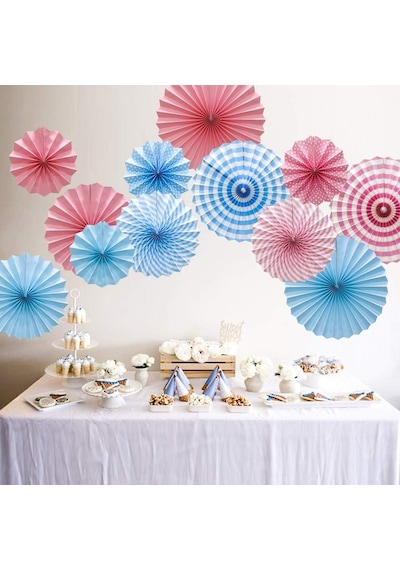 Kağıt Yelpaze Süs Pembe Set 6 Lı