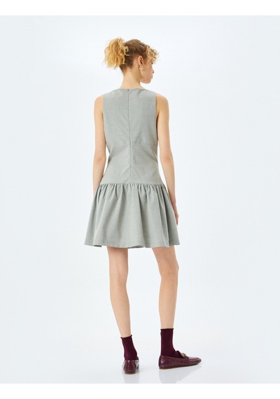 Koton Mini Slim Fit Bisiklet Yaka A Kesim Fiyonklu Elbise Gri 5sal80079ıw Gri