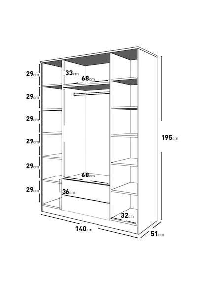 Nova 4 Kapaklı ,2 Çekmeceli Dolap/gardırop %100mdf