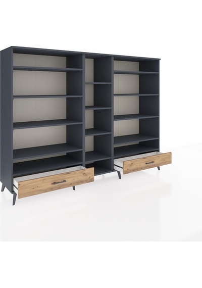 Hyperion Dolap 14 Raflı 2 Çekmeceli 220x44x163 Antrasit-antrasit/çam Antrasıt/atlas Çam - Antrasıt Hyperion Dolap 14 Raflı 2 Çekmeceli 220x44x163 Antrasit-antrasit/çam Antrasıt/atlas Çam - Antrasıt