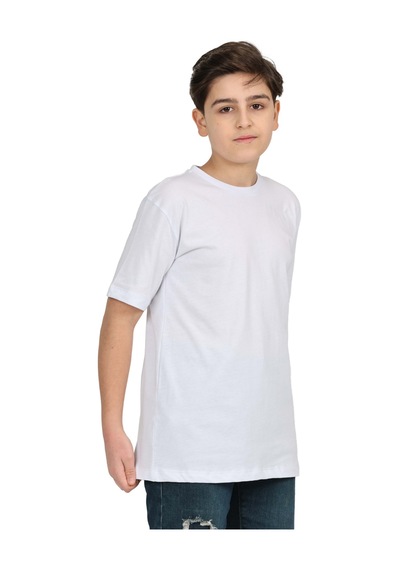 Erdem Kıds Erkek Çocuk Beyaz Düz Baskısız Kısa Kol Basic Casual-okul T-shirt Beyaz Beyaz