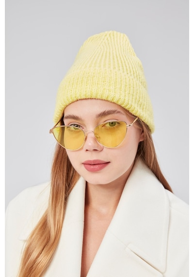 Derikem Basic Şık Standart Lüks Unisex Tiftik Bere Limon Sarısı