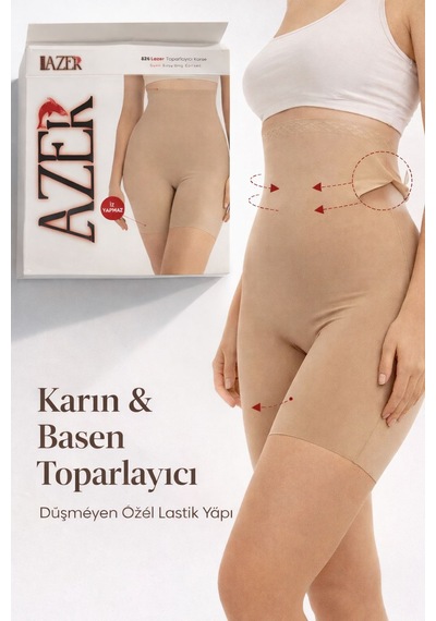 Qulat Paçalı Lazer Kesim Yüksek Bel Toparlayıcı Korse, İz Yapmaz Ten