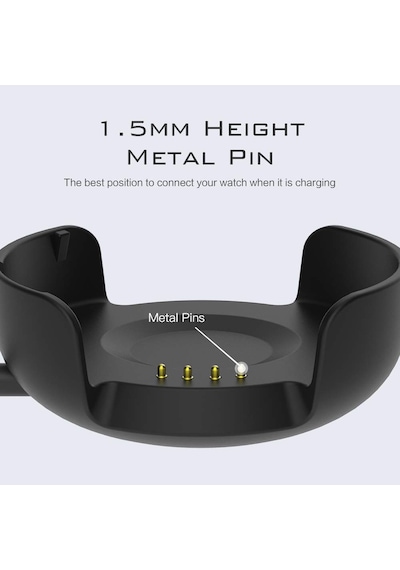 Caseonn Amazfit Verge Manyetik Usb Hızlı Şarj Kablosu Siyah