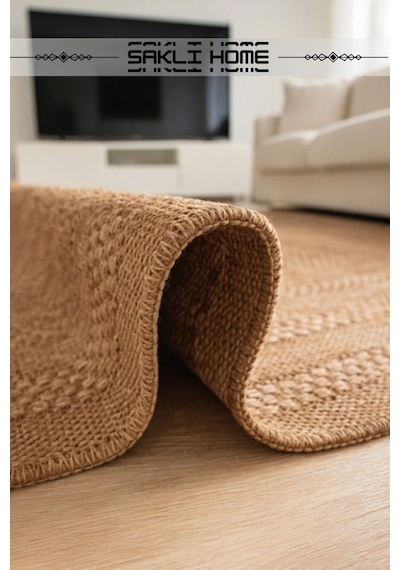 Naturel Sisal Jüt Hasır Bej Halı Yıkanabilir Kaymaz Taban Dokuma Makine Tozumaz Krem